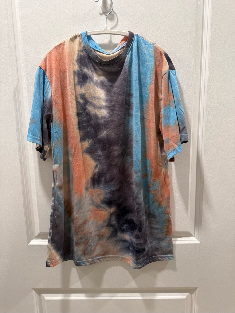 Oversized Amazon Short Sleeve Tie-Dye Tee in Blue, Orange, and Gray